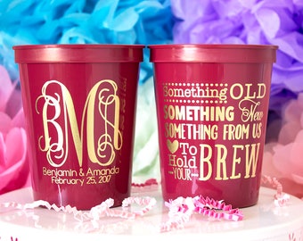 Personalized Cups, Wedding Favor Cups, Wedding Cups, Monogram Wedding Cups, Custom Plastic Cups, Custom Cups, Stadium Cups, Party Cups