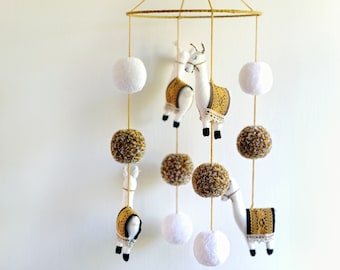 Handmade 'Llama Nursery Mobile', Llama Mobile, Boho Baby Nursery Mobile, Llama Nursery Decor, Llama Nursery - MADE TO ORDER