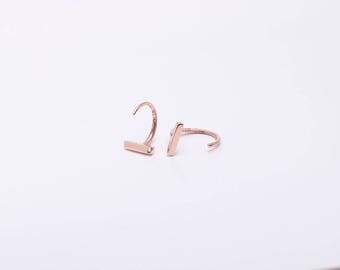 T Hoop Earrings / Open Hoop Earrings / Gold Earrings Minimalist Gold Earrings