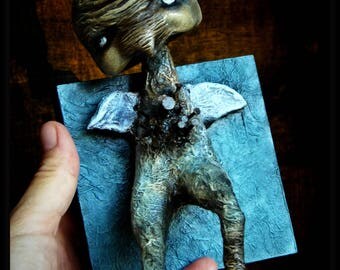 art doll, the Bird in the wall,hand made wall art sculpture