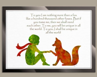 Le Petit Prince Fox Quote The little Prince Fox little Prince Art Giclee Print Wall Decor Prince Room Decor Baby Room Baby Shower Gift