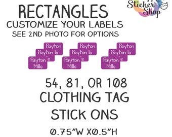 Clothing Tag Stick Ons, Kid's Name Labels,Waterproof, Washer Safe for School, Daycare, Camp Personalized Sticker, Durable Long Lasting