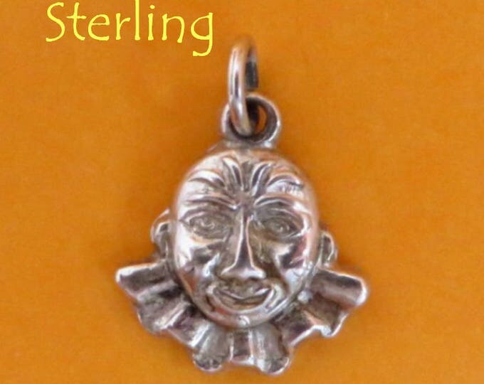 Silver Clown Charm - Vintage Sterling Silver Clown Face Pendant, Starter Charm, Charm Bracelet, Gift Idea