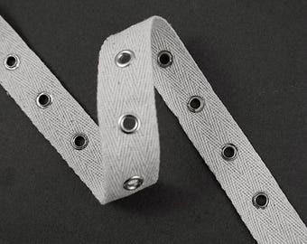 4mm Eyelet Twill Tape Trim by 2-yards, 4 colors, TR-11160