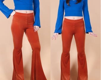 orange velvet bell bottoms