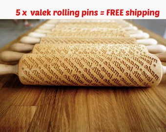 FREE shipping for 5 x Rolling Pin engraved patterns ! SET of ANY 5 Rolling Pins Choose any rolling pin you want