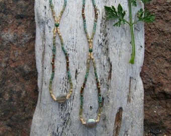 Long Seed Bead Earrings // Gemstone // Moonstone // X long