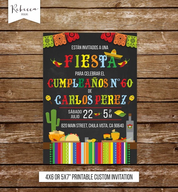 Invitacion cumpleaños fiesta birthday invitation mexican birthday 5 de ...