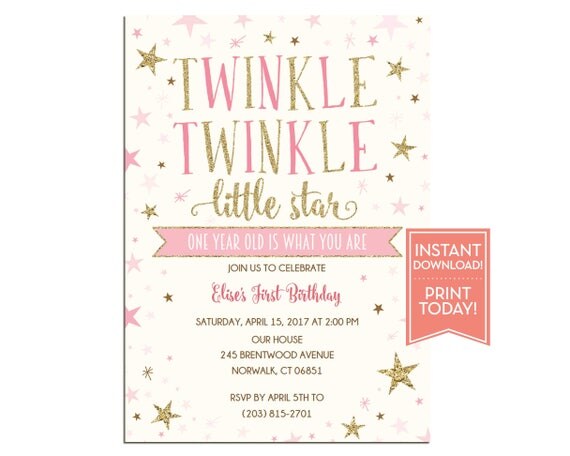 Twinkle Twinkle Little Star Invitation Template 5