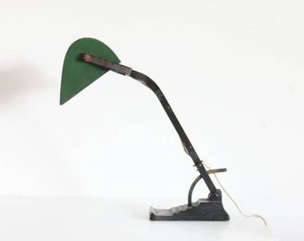 Table Lamp Vienna 1920s Enamel Workshop Astral Made in Austria Grüner Lampenschirm