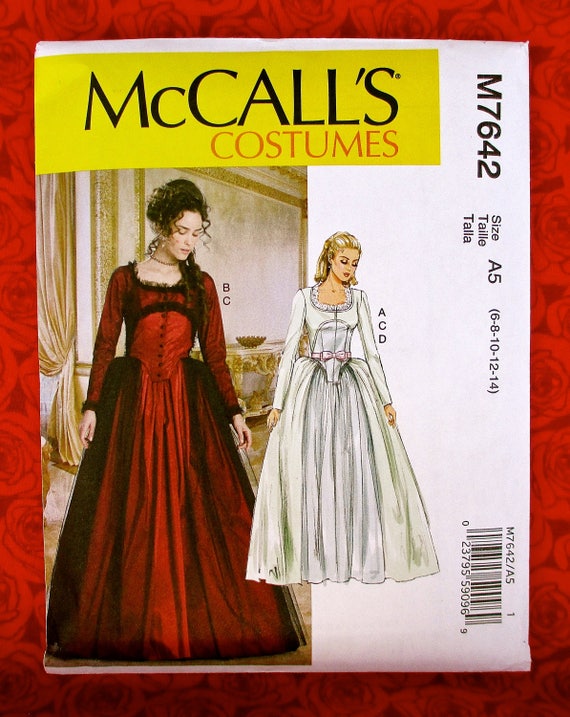 McCall's Sewing Pattern M7642 1700's Georgian Gown