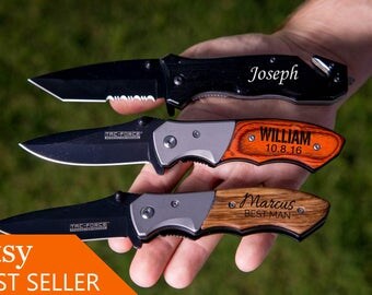Personalized Pocket Knife, Hunting Knife, Gift for Men, Fathers Day, Custom Camping Knife, Groomsmen Knife, Engraved Knifes, Engraved Wood
