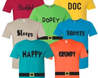 Seven Dwarf ADULT Cosplay T-shirt Unisex Tee (Front Print Only)
