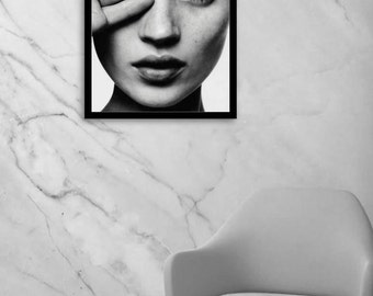 Kate Moss poster, Kate Moss Print, fashion wall art, vogue print, fashion, black and white photography, digital download, instant download