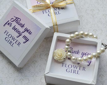 Flower girl bracelet Childrens jewelry Flower girl gift Wedding bracelet Blush pearl bracelet Personalized gift jewelry Wedding flower girl