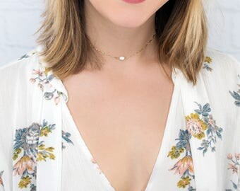 Dainty Gold Choker Necklace, Opal Choker Necklace, Dainty Choker Necklace, Minimalist Necklace, Opal Jewelry, in Gold Fill, Rose Gold,Silver