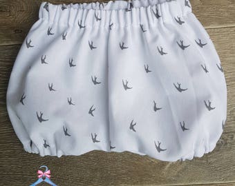 bloomers, baby bloomers, swallow pattern, cotton, chambray, baby outfit, gender neutral, unisex