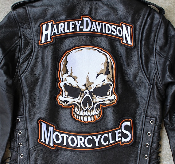 Harley Davidson Rockers & Camo Skull Embroidered Back Patches ...