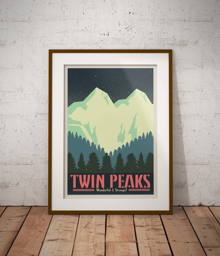 Twin Peaks poster vintage inspired travel poster alternative