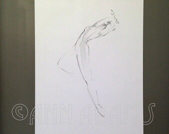 ORIGINAL art, 012 Figure drawing, Pencil sketch, black and white drawing, minimalist art by Ann Adams