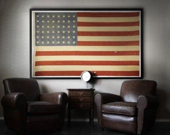 Vintage American Flag Wall Art american flag art | etsy Vintage American Flag Wall Art american flag art | etsy