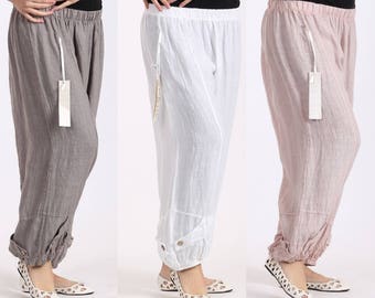 Plus Size 100% Linen Cropped Trousers oversized prairie summer beach dress skin friendly Woodland lagenlook UK 16-20