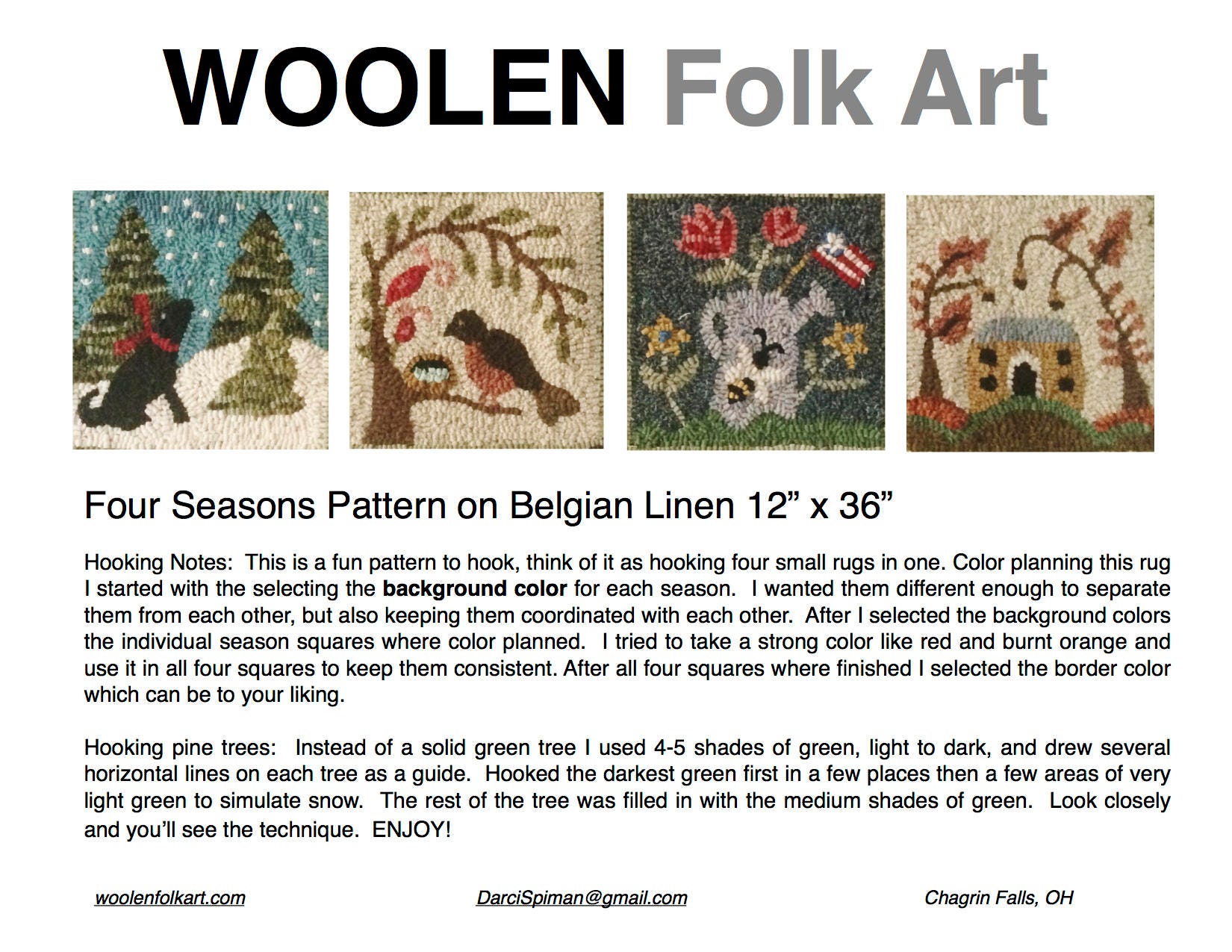 Rug Hooking Pattern Personalized FOUR SEASONS