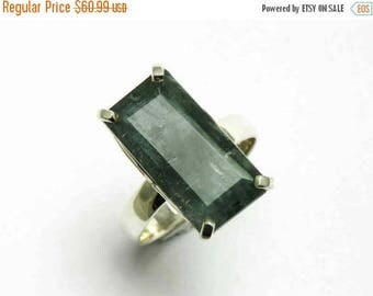20% Off Moss Aquamarine Ring, Moss Aquamarine Rectangle Ring, Natural Moss Aquamarine Ring, 925 Sterling Solid Silver Aquamarine Ring
