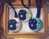 Moon Face Crescent Stars Plaque Wall Art Altar Witchcraft Decoration Art Deco Bespoke Gift For Friend