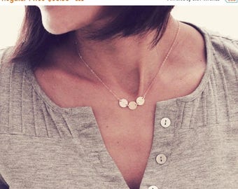ON SALE 3 Initial Necklace / 14K Gold or Silver Initial Disc Necklace /Multiple Initial Necklace/3 Best Friend Necklace/Personalized Mother