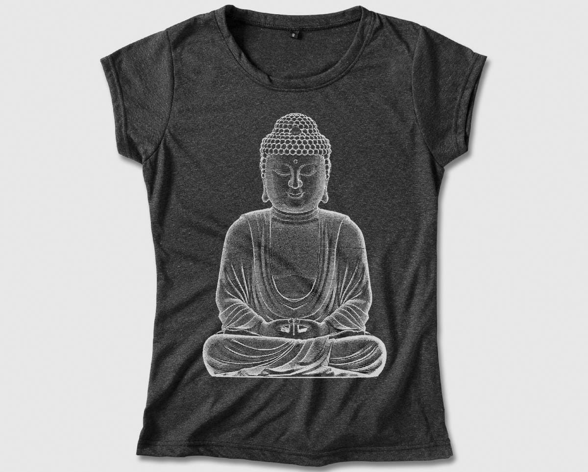 Buddha T-Shirt Graphic Halftone Effect Statue Shirt for women