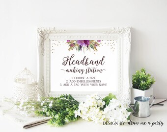 HEADBAND MAKING INSTRUCTIONS. Floral Headband Station Signs.