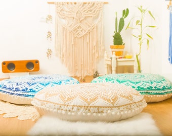 Meditation Cushion Poufs Floor Cushion Seating Floor Pillow Meditation Pillowcase Mandala Round Cushion FILLER NOT INCLUDED