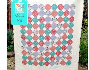 Snowballs Around the World Quilt Kit - Charm Square Quilt, Craft Kit, Handmade Quilt, Make Your Own Patchwork Quilt