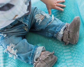 Vintage Wash "HT" Jeans // Distressed Denim, Kids // Girls Skinny Jeans // Boy Skinnies //Baby/Toddler Ripped Jeans // Kids Custom Denim