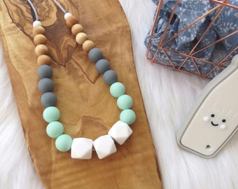 Silicone Teething Necklace | Nursing Necklace | Modern Geometric Necklace - Lily