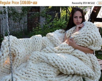 SALE SALE! Chunky Knit blanket, Australian merino, wool blanket, chunky blanket.