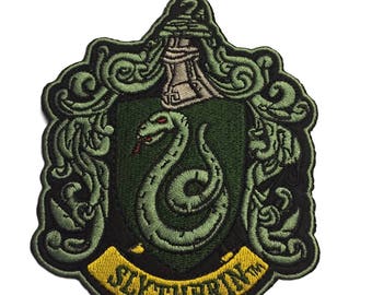 Harry Potter House of Slytherin Crest Large Logo Embroidered Iron On Patch