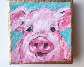 Pig painting | Etsy