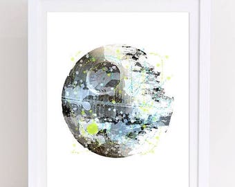 70%OFF Death Star Watercolor Print Star Wars Poster Death Star Poster Home Decor Star Wars Poster Nursery Wall Decor Star Wars Watercolor Pr