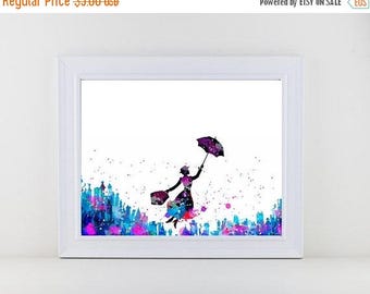 70%OFF Mary Poppins Watercolor Print Disney Watercolor Mary Poppins Umbrella Mary Poppins Nursery Poster Mary Poppins Poster Printable Mary