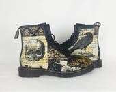 Men boots, men shoes, custom men boots, steampunk men clothing, skulls men shoes, skull man clothing, gift for him, alternative fashion