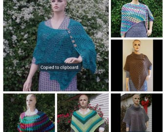 AWESOME DEAL! 6 Crochet Shawl Patterns 1 Size Fits Most DIGITAL download only 2 zip files