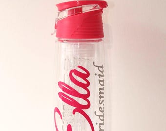 Personalised Bridesmaid water bottle, infusion bottle, Team Bride, Bridesmaid gift, sweating for the wedding, Hen party gift