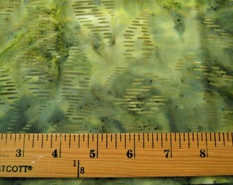 Green Batik Fabric*Fabric by the Yard*Landscape Fabric*Shades of Green*Yellow*Tan*100% Cotton*Quilting Fabric*Out of Print*Textured Print