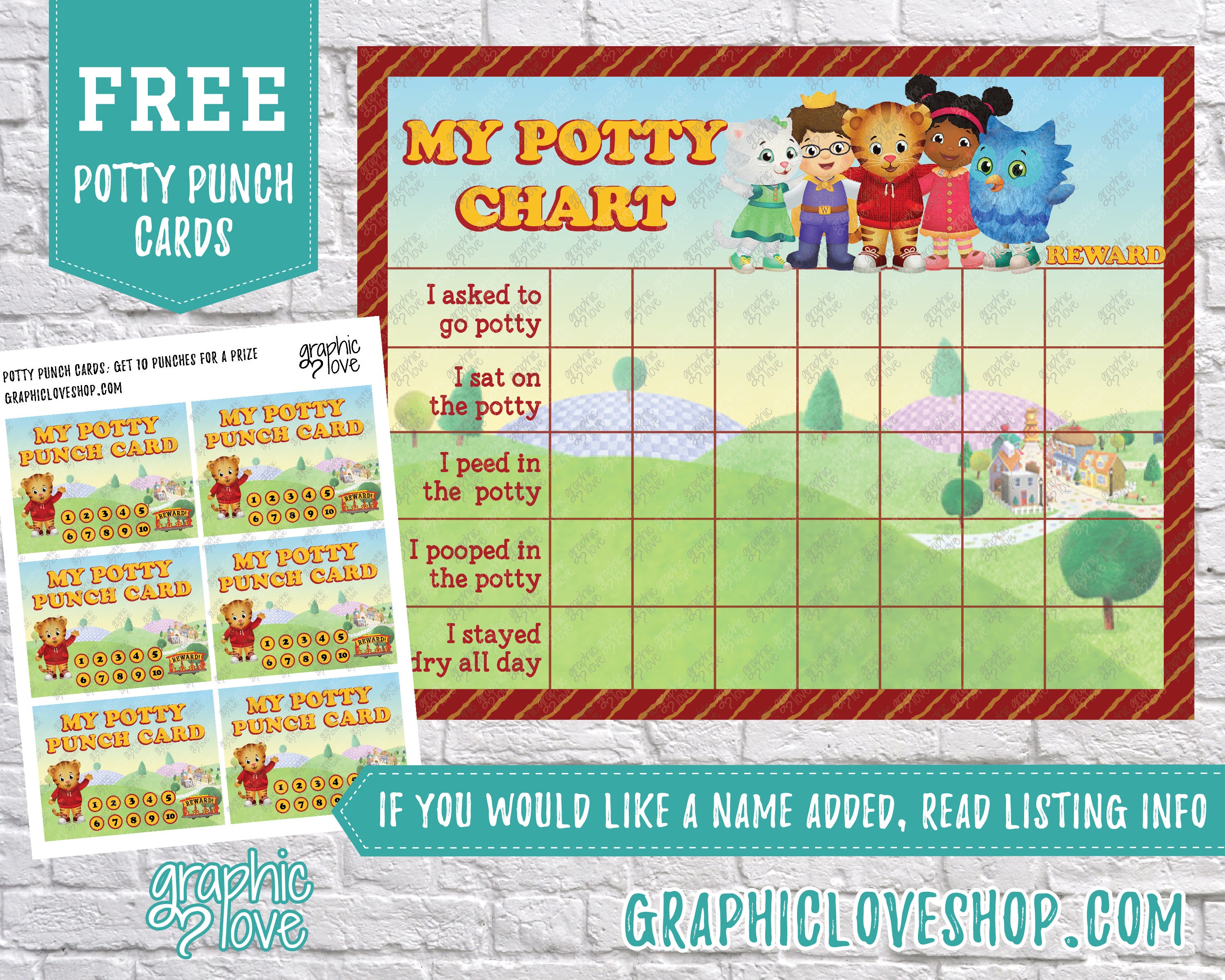 Printable Daniel Tiger Potty Chart FREE Punch Cards Mr