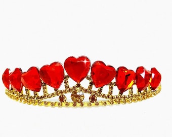 Evie Descendants 2 Crown, Disney Descendants 2 Tiara, Red Heart Crown Descendants ,Evie costume,Evie Gold Tiara Red Heart Crown