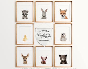 Nursery wall art, Baby animal prints, Woodland nursery theme, Woodland animals, PRINTABLE art, Baby animal nursery art, Nursery prints