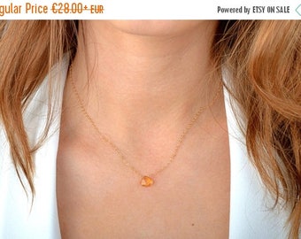 Golden Citrine necklace, Citrine Crystal Pendant, November Birthstone Gift, Heart Cut Gemstone necklace: 14k Rose Gold Fill, Sterling Silver