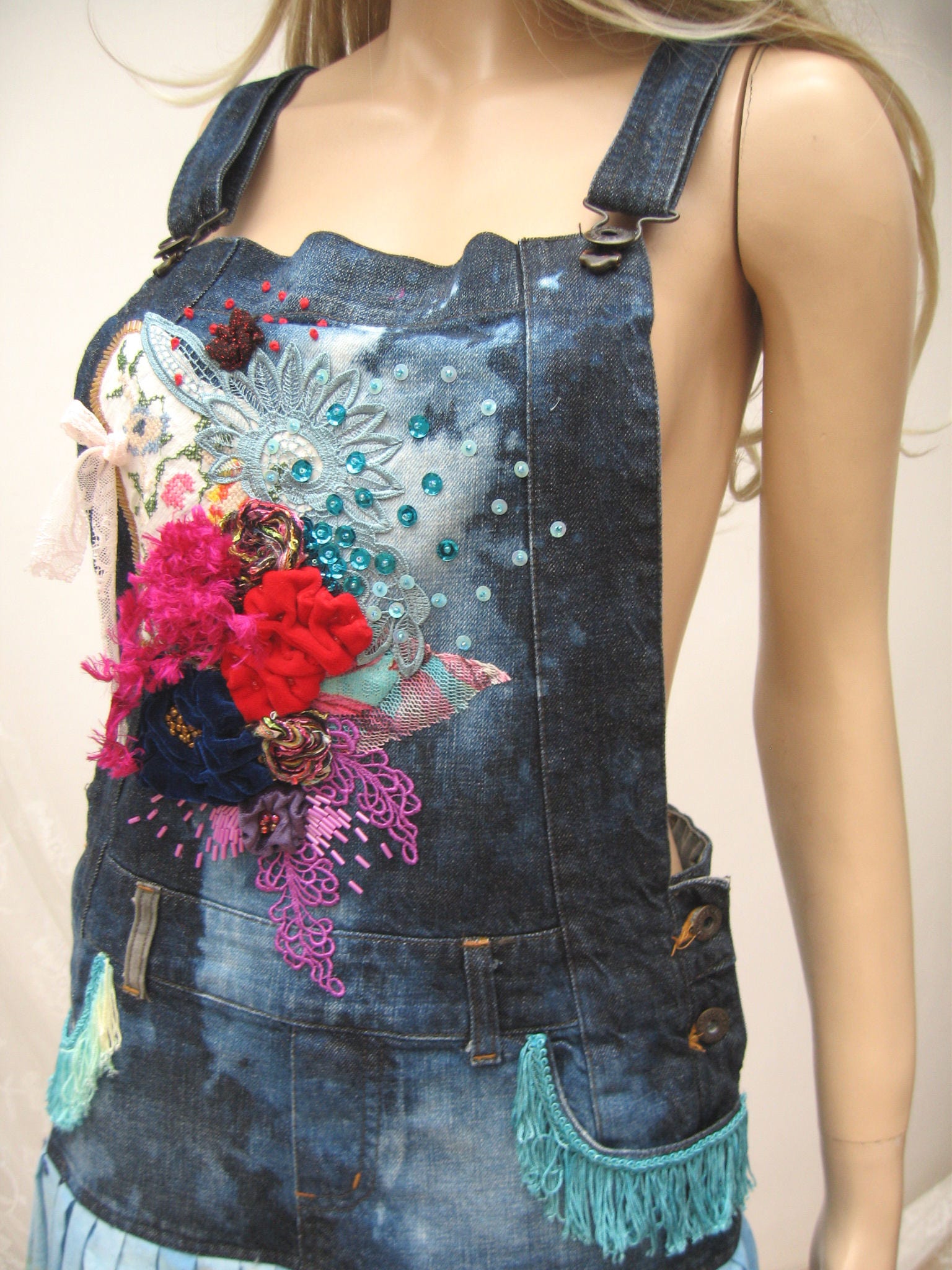 Dungarees Bohemian Skirt Boho denim skirt festival